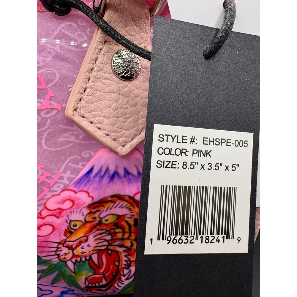 NWT - Ed Hardy Pink PVC Small Beach Handbag - Alive & Aware - Picture 2 of 10